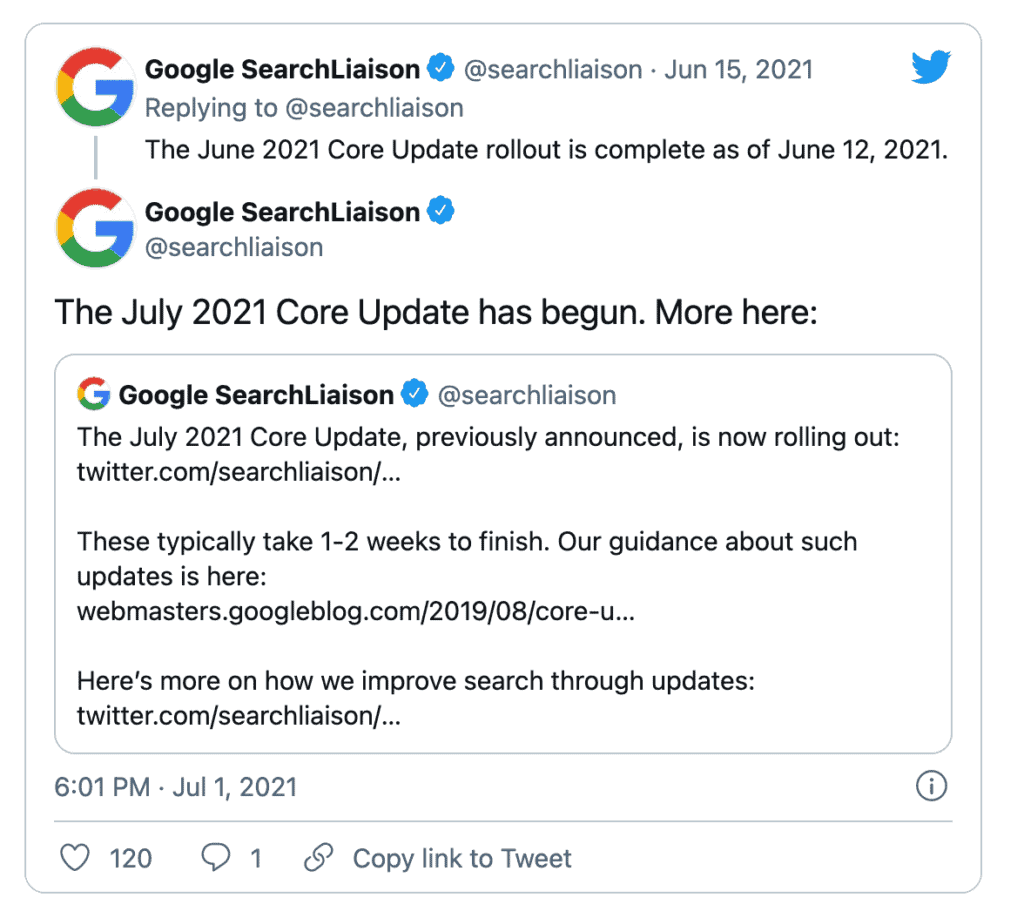 google core update twitter