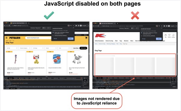 Пример, показващ как се зареждат изображенията в страниците, когато JavaScript е забранен.