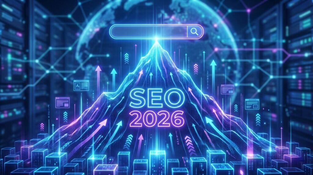 Инфографика за основните компоненти на SEO оптимизацията през 2026 година